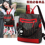 Tide Printed Ladies Backpack Multifunctional Youth College School Bag PU Ladies