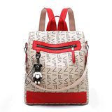 Tide Printed Ladies Backpack Multifunctional Youth College School Bag PU Ladies