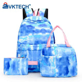 Tie Dye Ink Backpack Lunch Tote Bag Set for Teenagers
