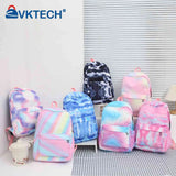 Tie Dye Ink Backpack Lunch Tote Bag Set for Teenagers