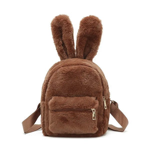 Rabbit Ears Tie Dye Plush Backpack for Women Furry Mini Backpack