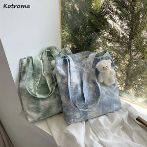 Tie-dye Harajuku Shoulder Bags Large Capacity Canvas Handbag