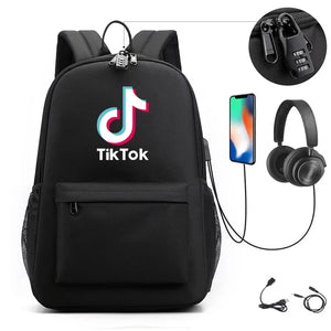 Canvas Student Anti-theft Backpack with USB Charge