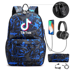 Canvas Student Anti-theft Backpack with USB Charge