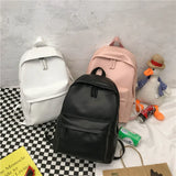 Tilorra Women Backpack Leather Solid PU Bag College Student Schoolbag
