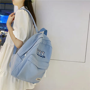 Canvas Student Rucksack Girls School Bag Women Backpack