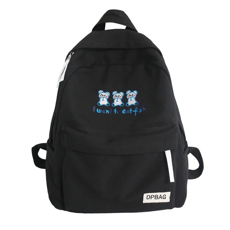 Canvas Student Rucksack Girls School Bag Women Backpack