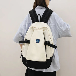 Panelled Students Backpack Female Insert Buckles Lady Backpack Large