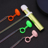 Portable Tobacco Pipe Holder with Flute Pendant Charm Necklace