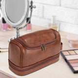Toiletry Bag PU Leather Large Capacity Organizer Case