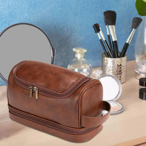 Toiletry Bag PU Leather Large Capacity Organizer Case