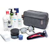 Canvas Toiletry Bag Gray Lightweight Shaving Bag