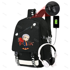 Tokyo Revengers Backpack Usb Travel Backpack for Boys Girls School Students