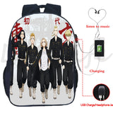 Tokyo Revengers USB Charging Backpack Casual Travel Laptop Rucksack Anime