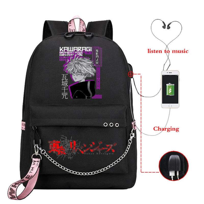 Tokyo Revengers Valhalla Chifuyu Matsuno School Backpack with USB Charging