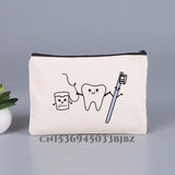 Tooth & Dentist Girl Makeup Bag Female Organizer Lady Pouches Travel Cosmetic Ba