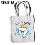 Funny Tooth & Dentist Graphic Canvas Print Shopping Bag