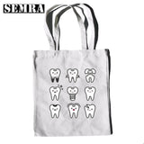 Funny Tooth Dentist Graphic Shoulder Bag Casual Shopping Girls Women Canvas