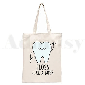Dentist Women Canvas Shopping Bag Eco Handbag Tote Reusable Shopper Bags