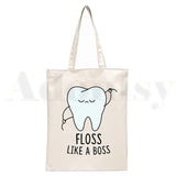 Dentist Women Canvas Shopping Bag Eco Handbag Tote Reusable Shopper Bags