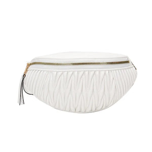 Female Belt Bag Striped Waist Leather Chest Shoulder Fanny Pack