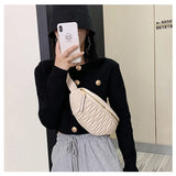 Female Belt Bag Striped Waist Leather Chest Shoulder Fanny Pack