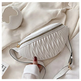 Female Belt Bag Striped Waist Leather Chest Shoulder Fanny Pack