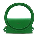 Round Handle Clutch Bag Pu Leather Crossbody Bag