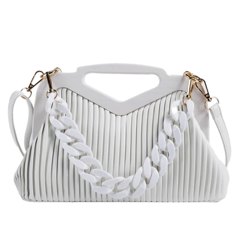 Triangle Handbag Pleated Shoulder Bag for Women Clutch Purses