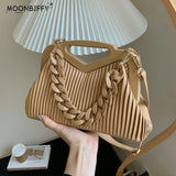 Triangle Handbag Pleated Shoulder Bag for Women Clutch Purses