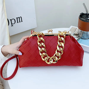 Women Leather Weave Mini Crossbody Bag Retro Satchel