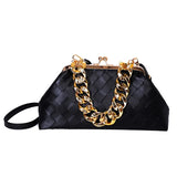 Women Leather Weave Mini Crossbody Bag Retro Satchel