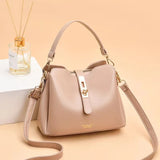 Beige Women's Bucket Bag One Shoulder High Wallet Handbag
