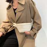 Women Green Leather Fanny Pack Lady Waist Bag
