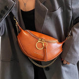 Women's Leather Chain Waist Belt Bag Crossbody Chest Phone Purse