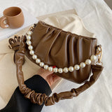 Beaded Pearly Crossbody Bag Women Shoulder Handbag Square Satchel Totes