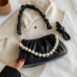 Beaded Pearly Crossbody Bag Women Shoulder Handbag Square Satchel Totes