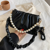 Beaded Pearly Crossbody Bag Women Shoulder Handbag Square Satchel Totes
