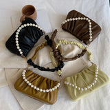 Beaded Pearly Crossbody Bag Women Shoulder Handbag Square Satchel Totes