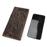 Dragon Embossed Long Wallet Cowskin Leather Men's Purse