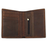 Top Grain Leather Crocodile Head Men Wallet Brown Crazy Horse