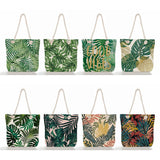 Tropical Palm Monstera Leaves Shoulder Bag Women Summer Beach Tote Bag