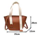 Women's Solid Shoulder Bag Top Handle Tote Handbag PU Leather Travel Messenger