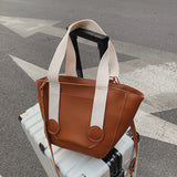 Women's Solid Shoulder Bag Top Handle Tote Handbag PU Leather Travel Messenger
