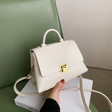 Soft Leather Women Shoulder Bag Top Handle Tote Flap Handbag