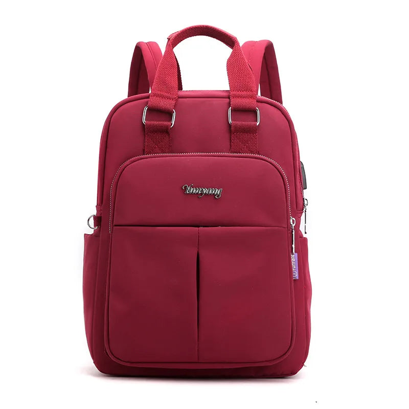 USB Charging Women Backpack Large Capacity Casual Travel Rucksack 14 inch Laptop