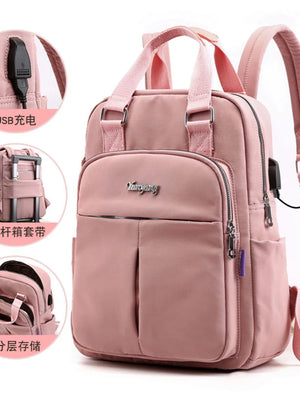 USB Charging Women Backpack Large Capacity Casual Travel Rucksack 14 inch Laptop