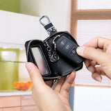 Cowhide Car Keys Holder Wallets Mini Zipper Keychain Organizer Pouch