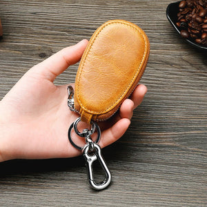Top Layer Oil Waxed Cow Skin Full Grain Double Car Key Positions Leather Carkey