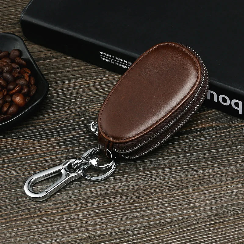 Top Layer Oil Waxed Cow Skin Full Grain Double Car Key Positions Leather Carkey